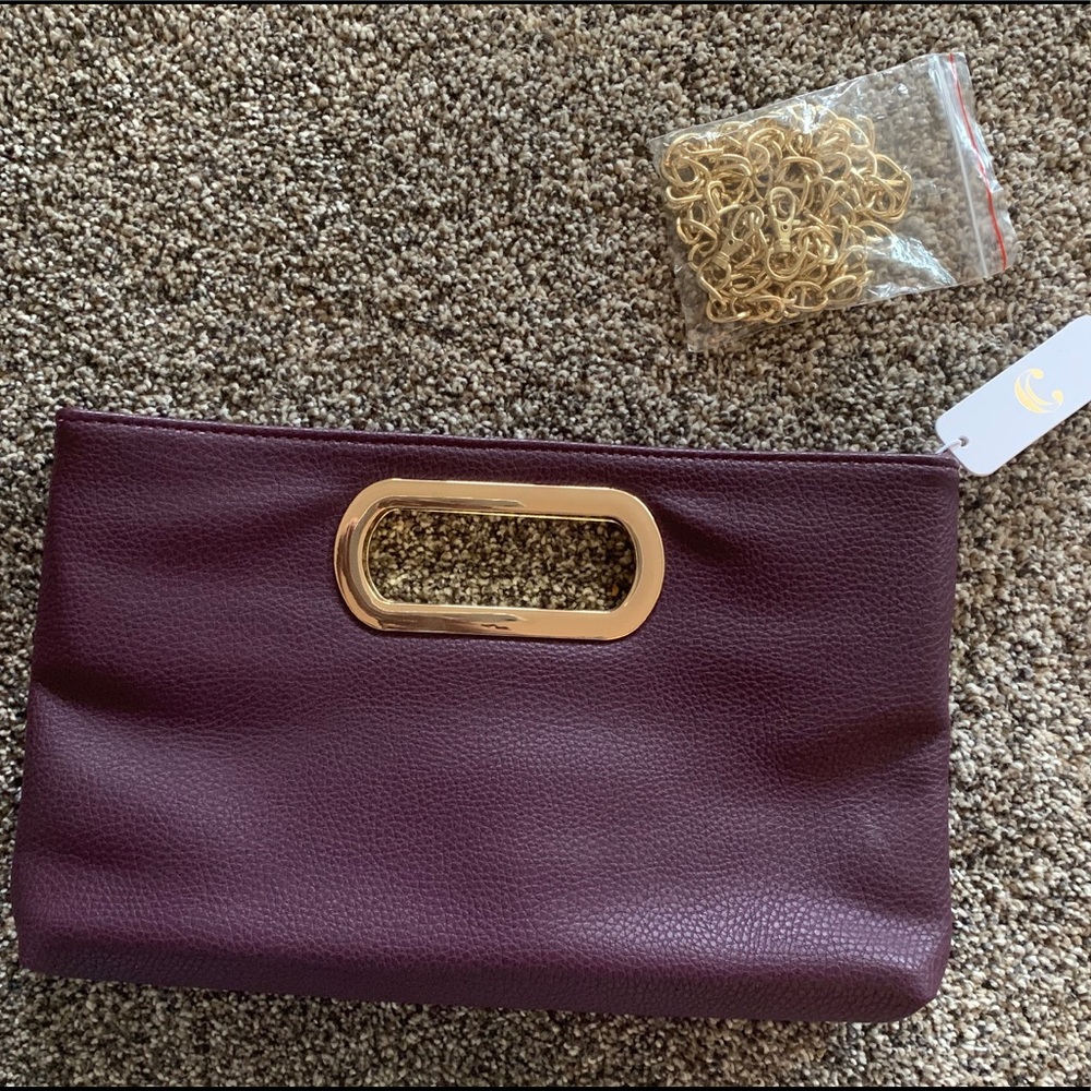 Charming Charlie Dark Purple/Gold Clutch Purse